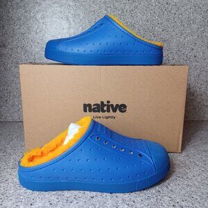 NATIVE Cozy Slip On Open Back Blue Jefferson Shoes Kids Juniors Footwear
